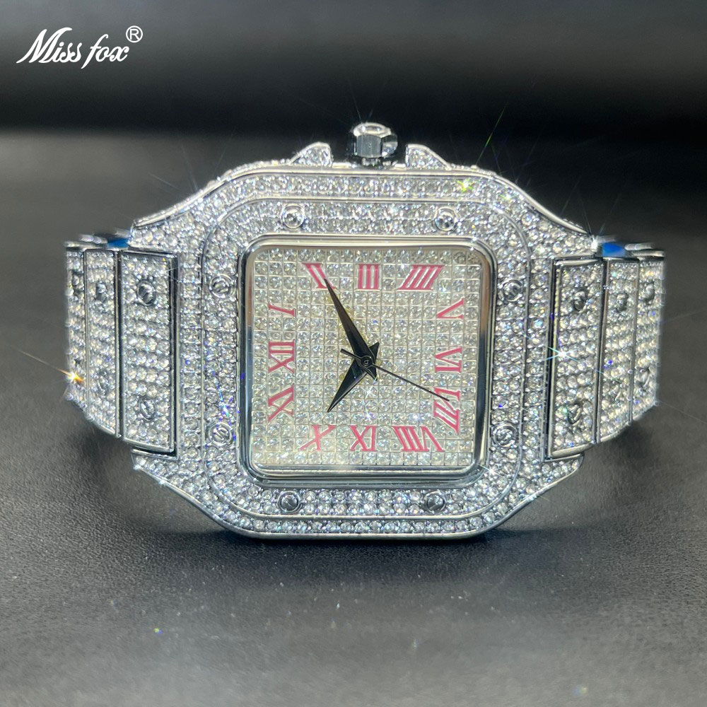 MISSFOX Iced Out Men Watch Squ - Luxury Watch Iceberg 评论和价格